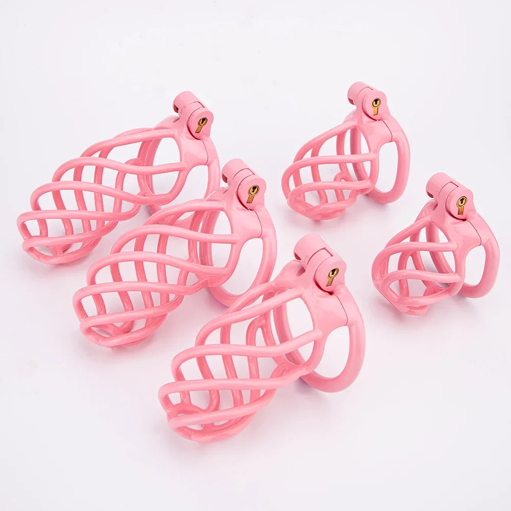 lightweight 3D printed Pink chastity cage with hollow design