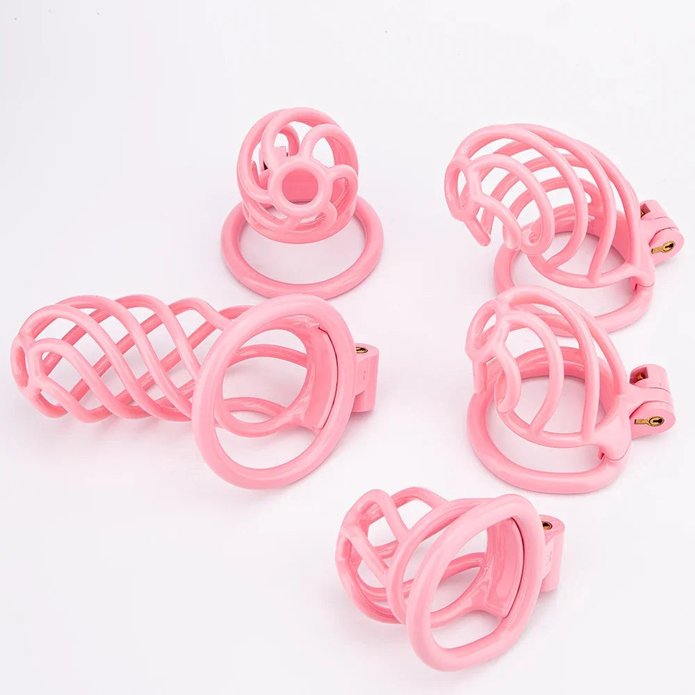 lightweight 3D printed Pink chastity cage with hollow design