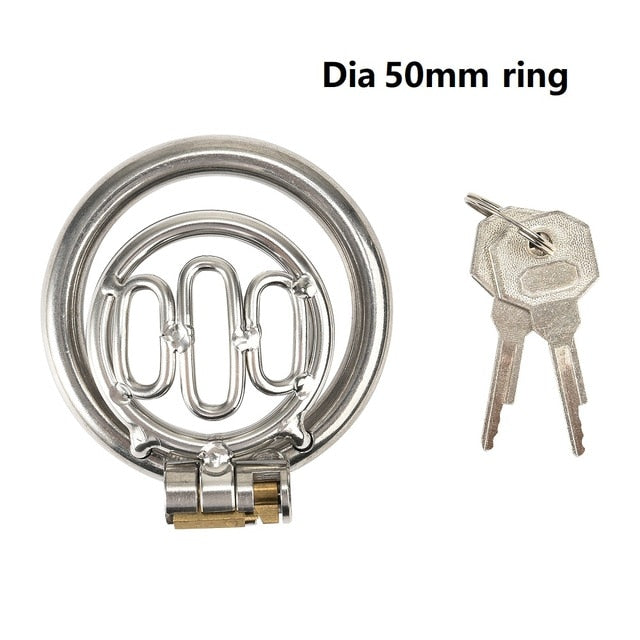 3 Sizes Stainless Steel Mini Flat Penis Cage - Secure Male Chastity Device with Lock - Cock Ring & Bondage Restraint - Discreet Adult Toy for Men