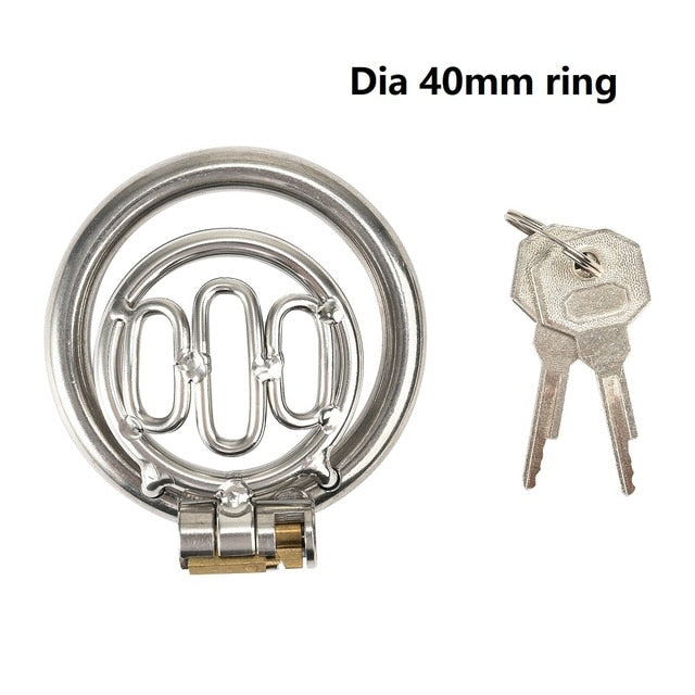 3 Sizes Stainless Steel Mini Flat Penis Cage - Secure Male Chastity Device with Lock - Cock Ring & Bondage Restraint - Discreet Adult Toy for Men